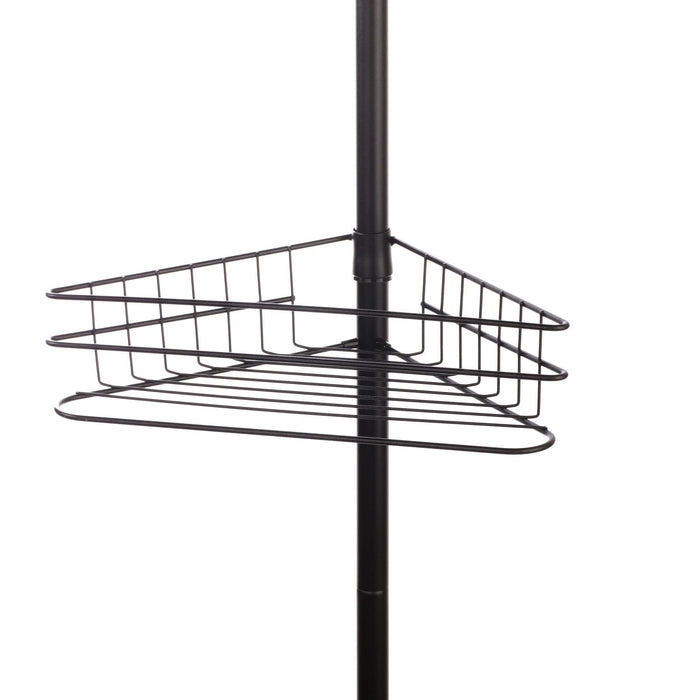 Ezyset Adjustable Telescopic 4 Tier Corner Shower Caddy Rack - Black