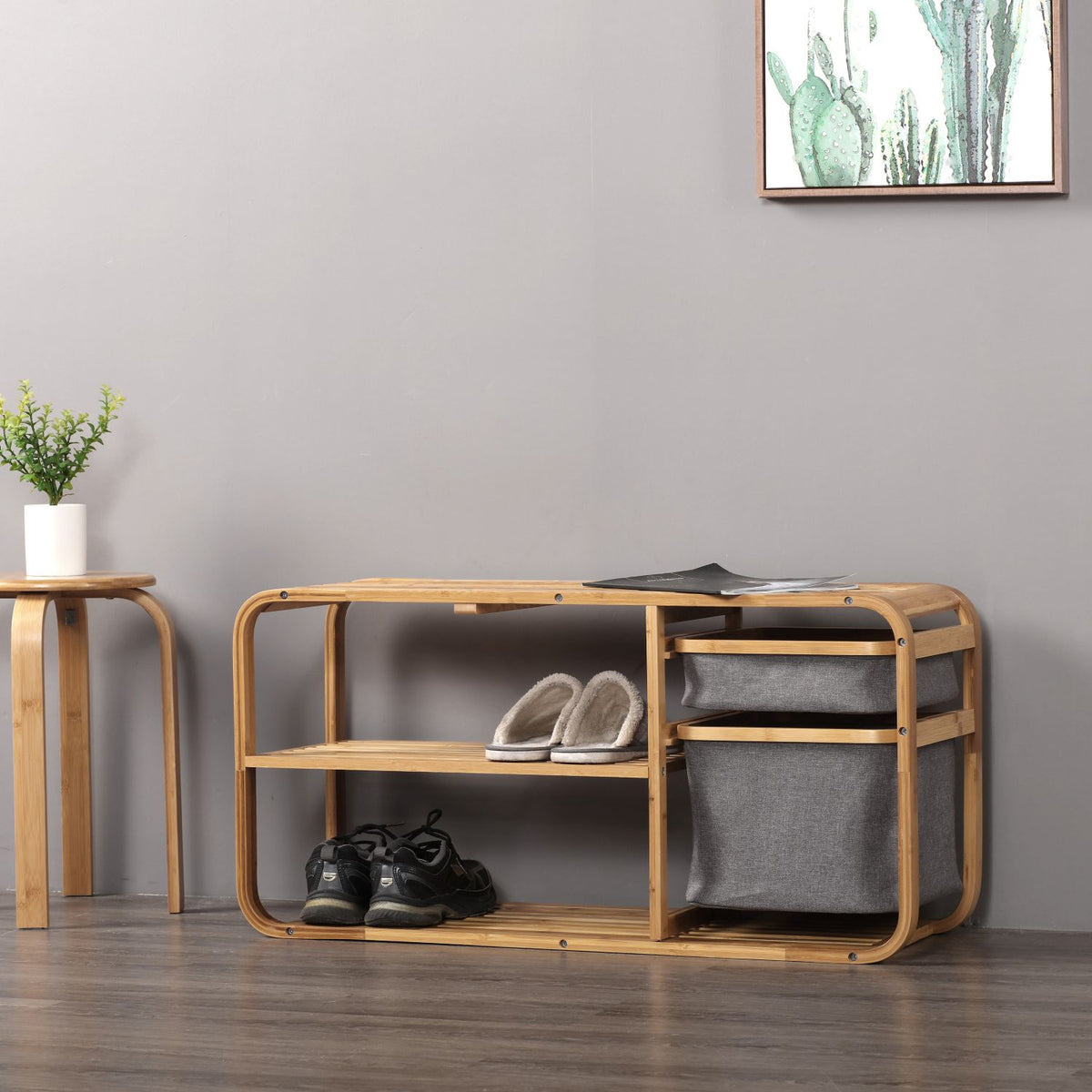 Bamboo Bliss Modern Shoe Rack Storage Bench | Zen Style Bamboo Shoe Ra ...