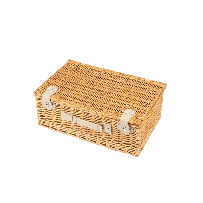 Ascot Natural Deluxe Wicker Picnic Basket 4 People Set - 54x34x20cm