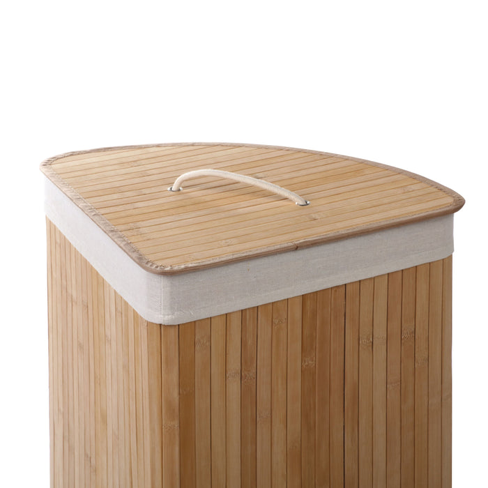 Foldable Bamboo Corner Laundry Hamper - Natural Brown