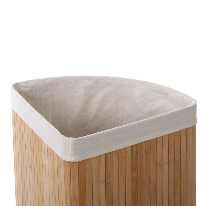 Foldable Bamboo Corner Laundry Hamper - Natural Brown
