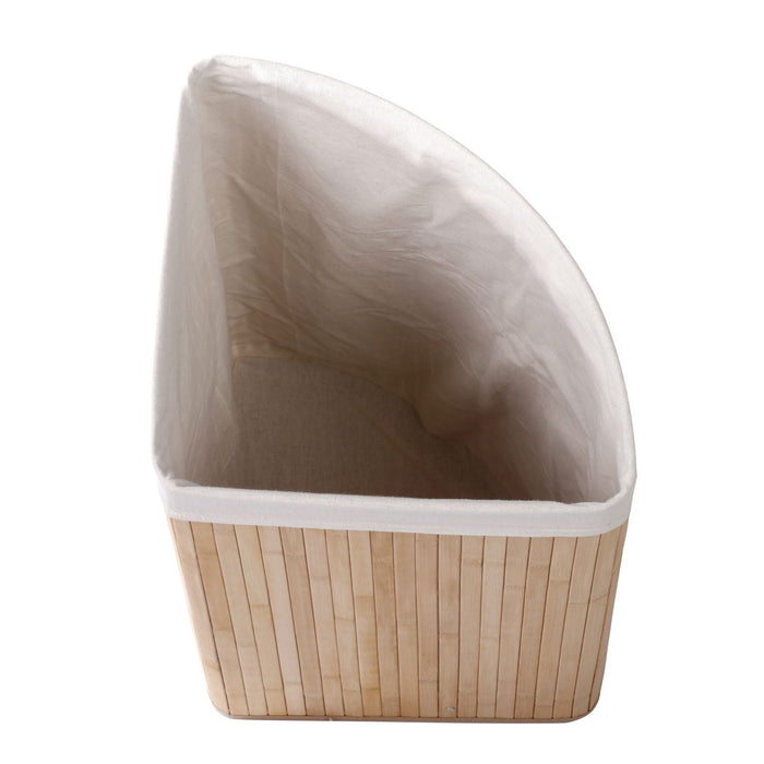 Foldable Bamboo Corner Laundry Hamper - Natural Brown