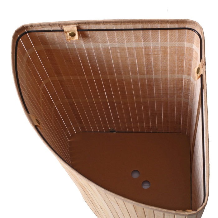 Foldable Bamboo Corner Laundry Hamper - Natural Brown