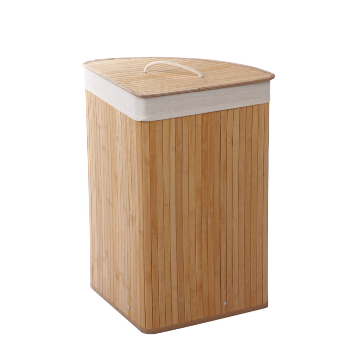 Foldable Bamboo Corner Laundry Hamper - Natural Brown