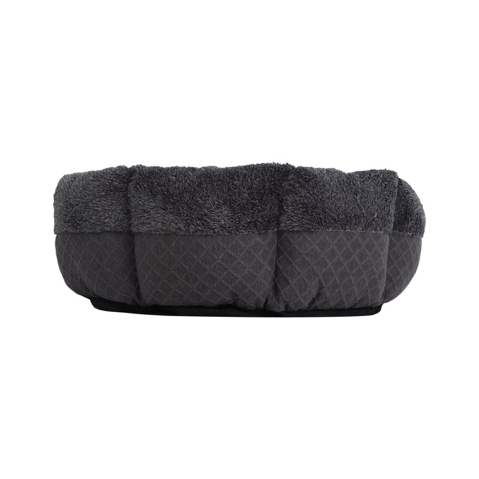 Cuddler Faux Fur Pet Calming Bed with Bolster Round - Grey
