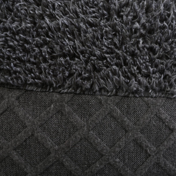 Cuddler Faux Fur Pet Calming Bed with Bolster Round - Grey