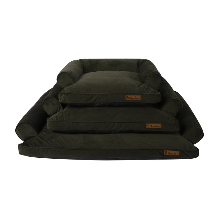 Ripley Corduroy Pet Sofa Bed - Green in 3 Sizes