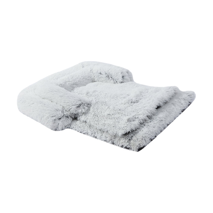 Shaggy Faux Fur Bolster Sofa Protector Pet Bed - Arctic Grey in 2 Sizes