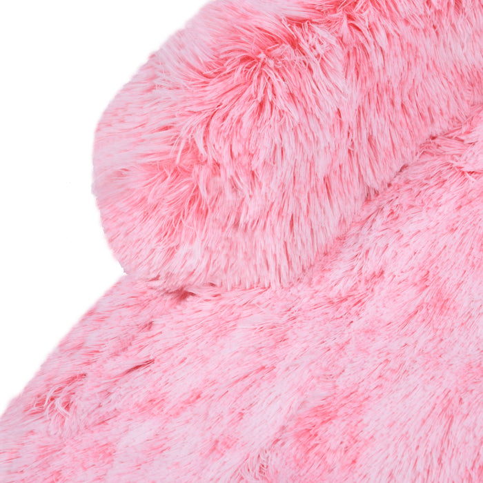 Shaggy Faux Fur Bolster Sofa Protector Pet Bed - Ombre Pink