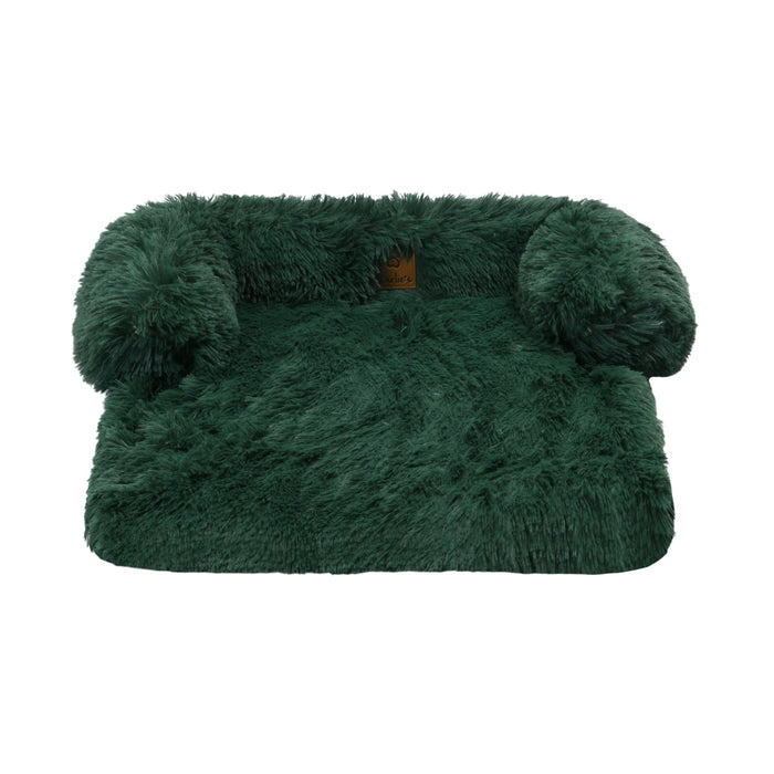 Shaggy Faux Fur Bolster Sofa Protector Pet Bed - Eden Green