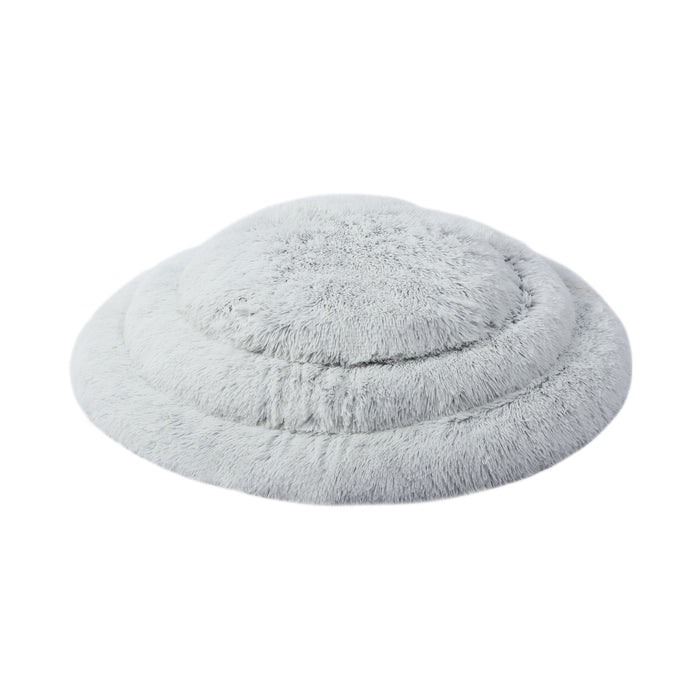 Shaggy Faux Fur Round Padded Lounge Mat - Arctic Grey in 3 Sizes
