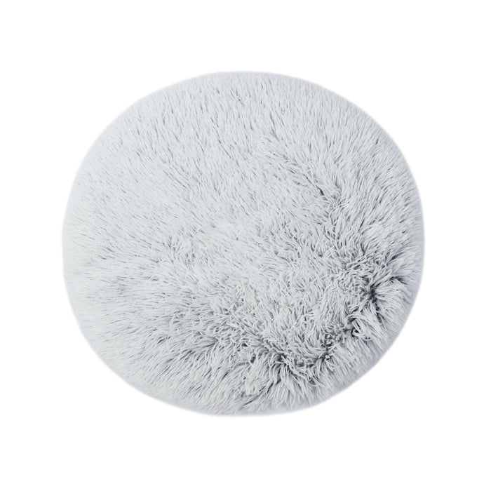 Shaggy Faux Fur Round Padded Lounge Mat - Arctic Grey in 3 Sizes