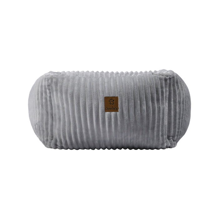 Ascher Plush Corduroy Square Pet Bed Nest Bed - Silver