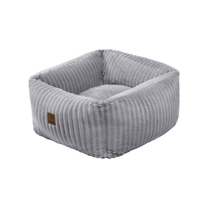 Ascher Plush Corduroy Square Pet Bed Nest Bed - Silver