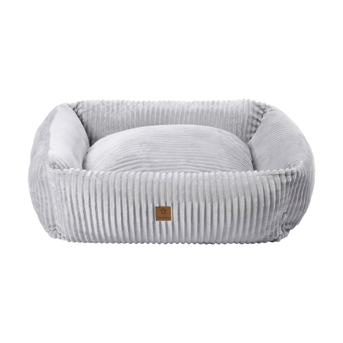 Ascher Plush Corduroy Square Pet Bed Nest Bed - Silver