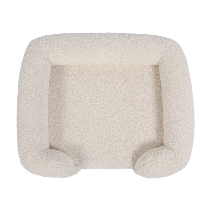 Teddy Fleece Memory Foam Sofa Pet Bed with Bolster - Cream  in 3 Sizes