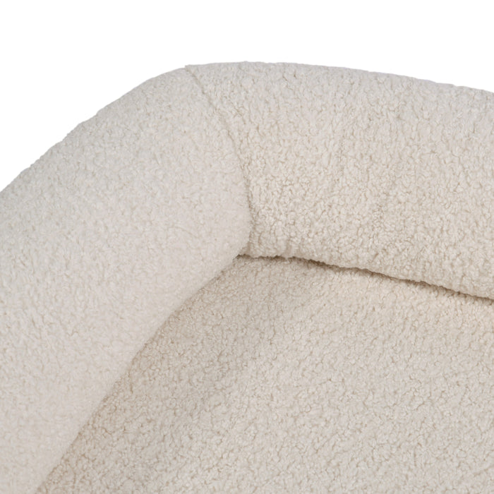 Teddy Fleece Memory Foam Sofa Pet Bed with Bolster - Cream  in 3 Sizes