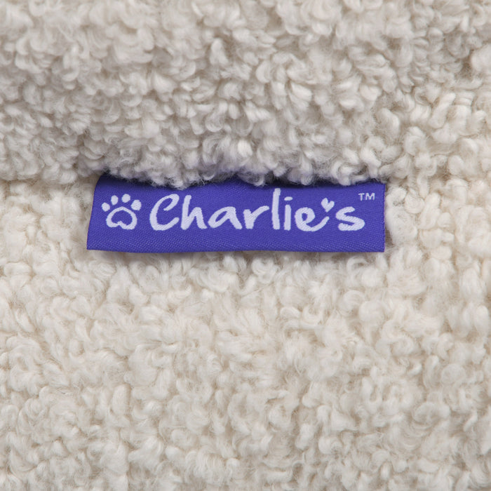 Teddy Fleece Memory Foam Sofa Pet Bed with Bolster - Cream  in 3 Sizes