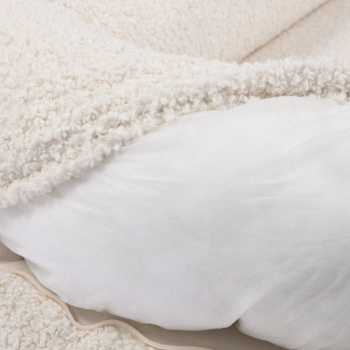 Teddy Fleece Memory Foam Sofa Pet Bed with Bolster - Cream  in 3 Sizes