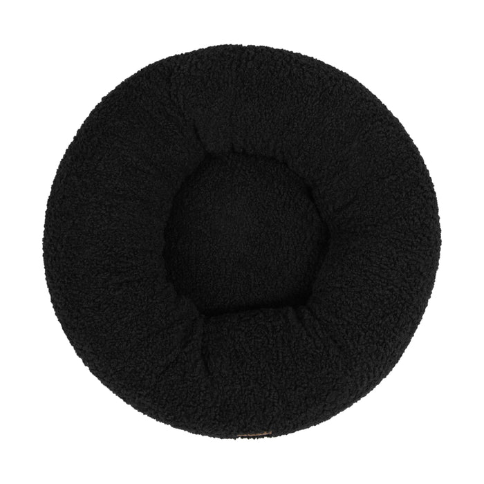 Teddy Fleece Round Donut Pet Bed - Charcoal in 3 Sizes
