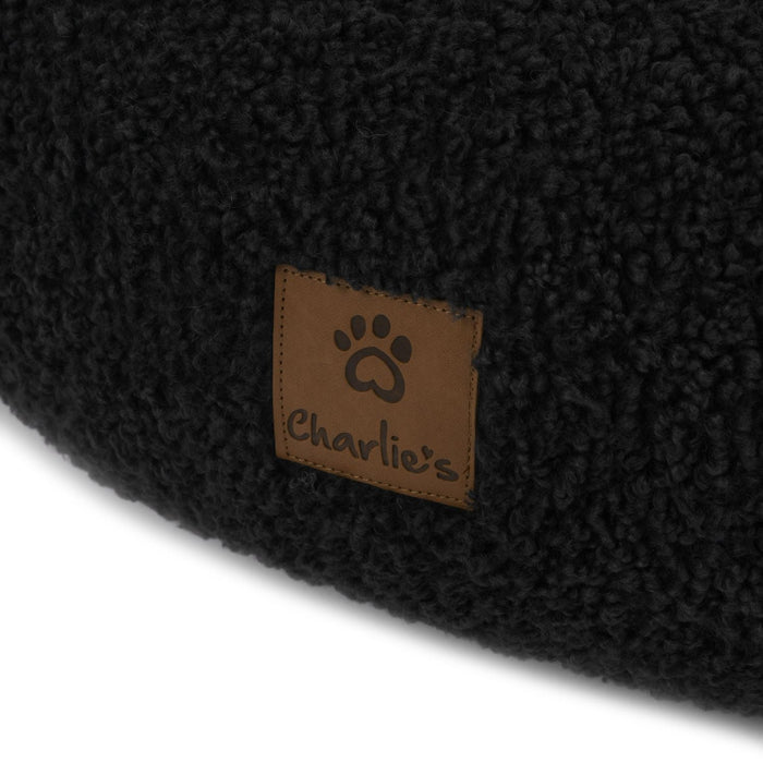Teddy Fleece Round Donut Pet Bed - Charcoal in 3 Sizes