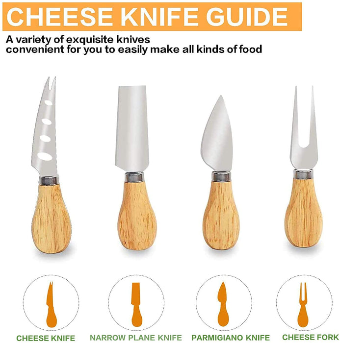 Bamboo Bliss Cheese Board and Knife Set with Cutlery | Premium Bamboo Serving Set