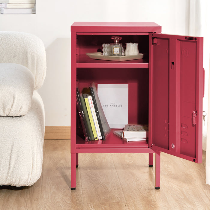 Vozela Metal Shelf Filing Cabinet | Lockable Filing Storage Cabinet in Pink