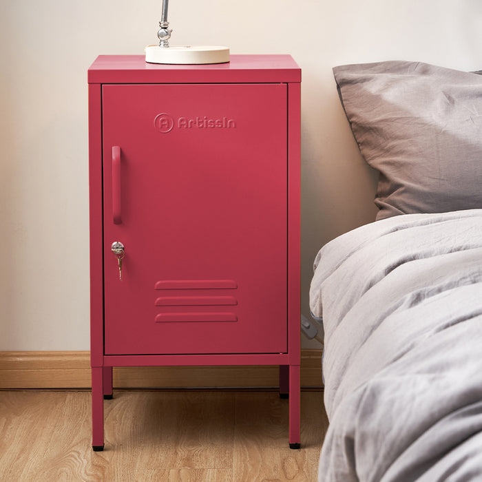Vozela Metal Shelf Filing Cabinet | Lockable Filing Storage Cabinet in Pink