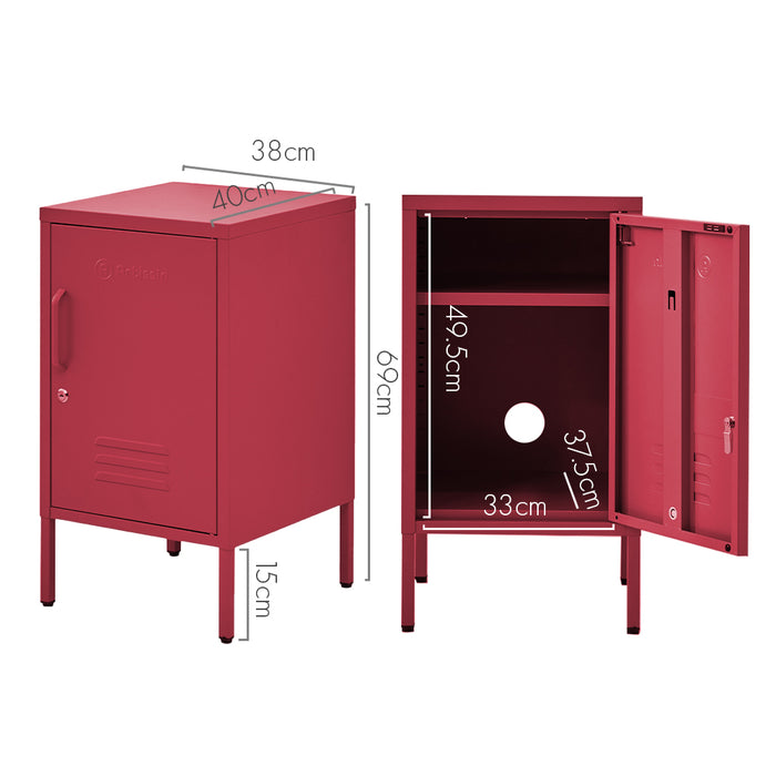 Vozela Metal Shelf Filing Cabinet | Lockable Filing Storage Cabinet in Pink