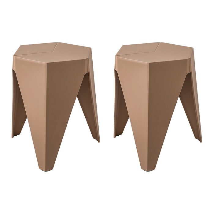 Set of 2 Futurama Puzzle Stool Chair | Stackable Modern Chair in Brown