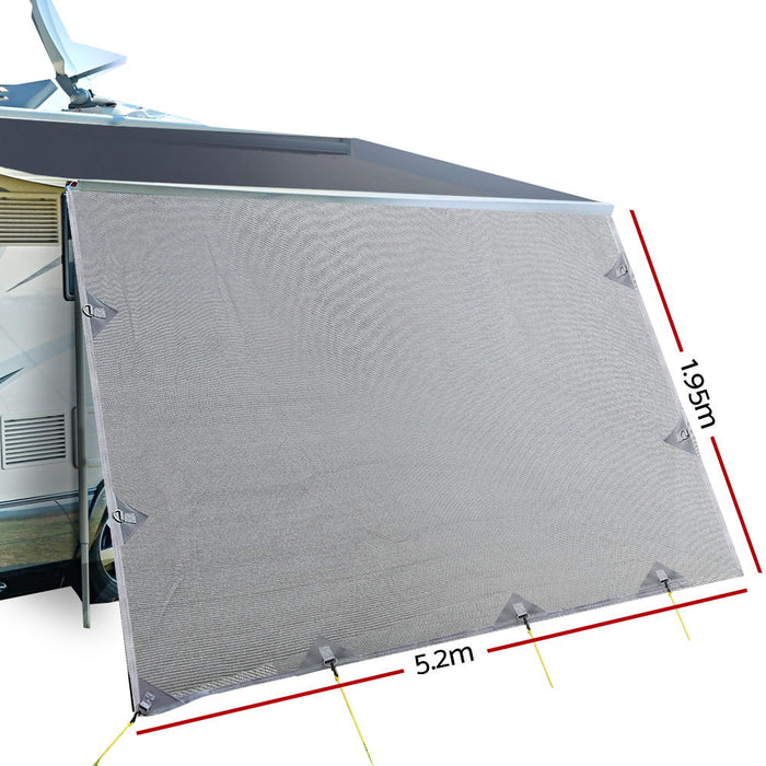 5.2M Roll Out Awning | Caravan Privacy Screen Sun Shade Protection - Grey