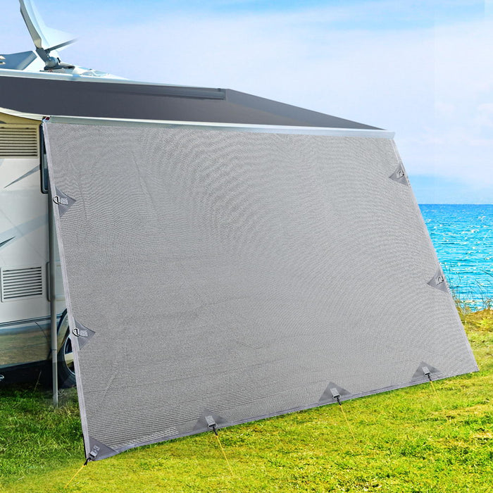 5.2M Roll Out Awning | Caravan Privacy Screen Sun Shade Protection - Grey