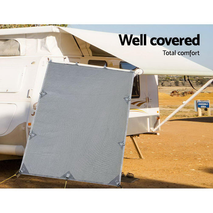 2.1M Roll Out Awning | Caravan Privacy Screen Sun Shade Protection - Grey