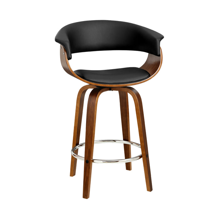 Ziara Industrial Retro High Back 93cm H Swivel Barstool - Black and Wood