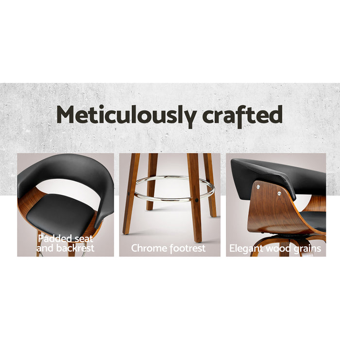 Ziara Industrial Retro High Back 93cm H Swivel Barstool - Black and Wood