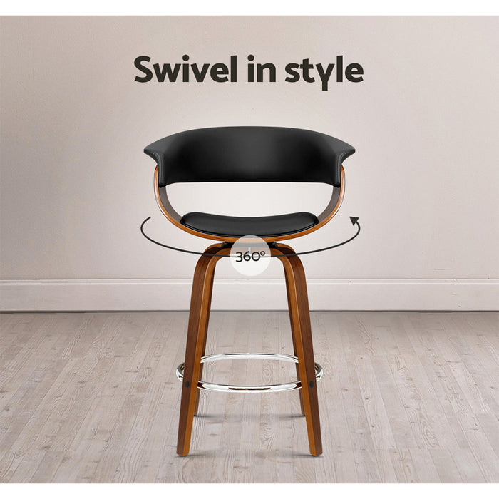 Ziara Industrial Retro High Back 93cm H Swivel Barstool - Black and Wood