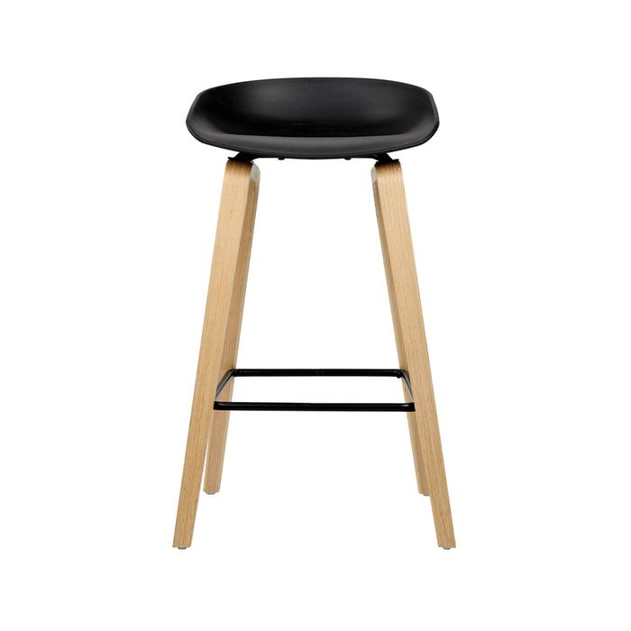 Set of 2 Julia Wooden Square Footrest Bar Stools in Wood and  Black