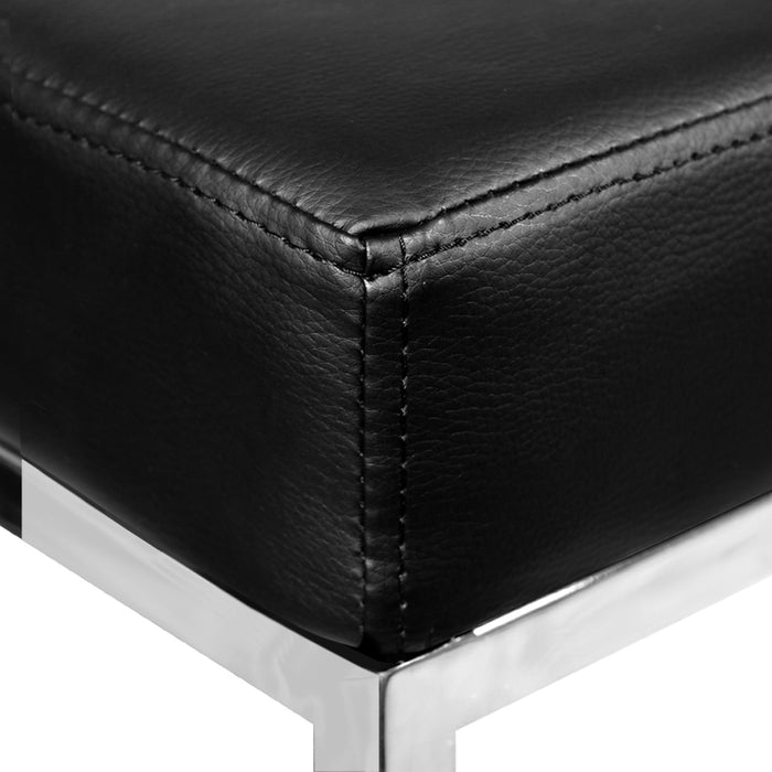 Set of 2 Squareset Modern 69cm PU Leather Barstools in Black and Chrome