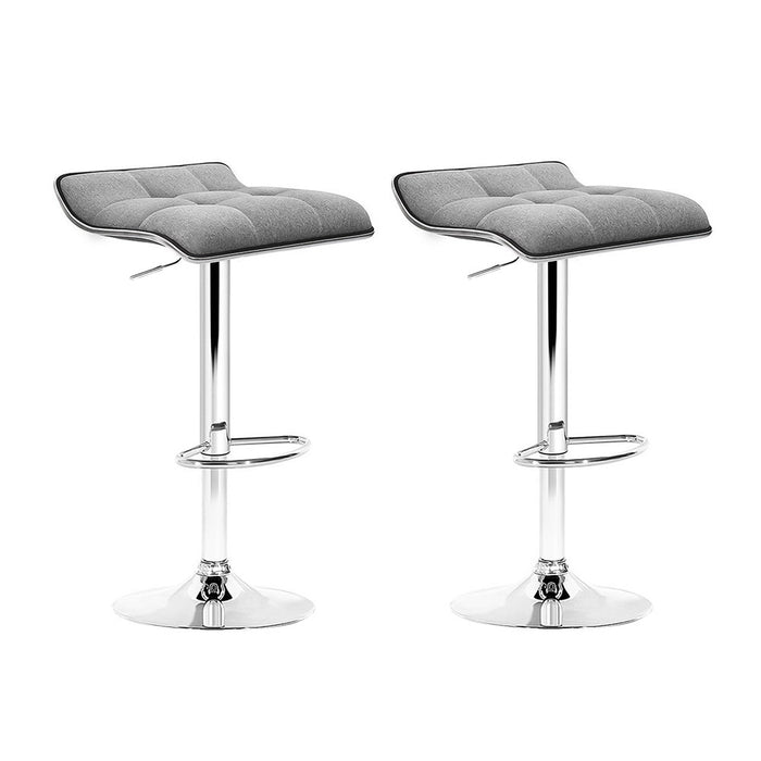 Set of 2 Pierro Premium Slim Modern Fabric 68~81cm Barstools in Grey Chrome