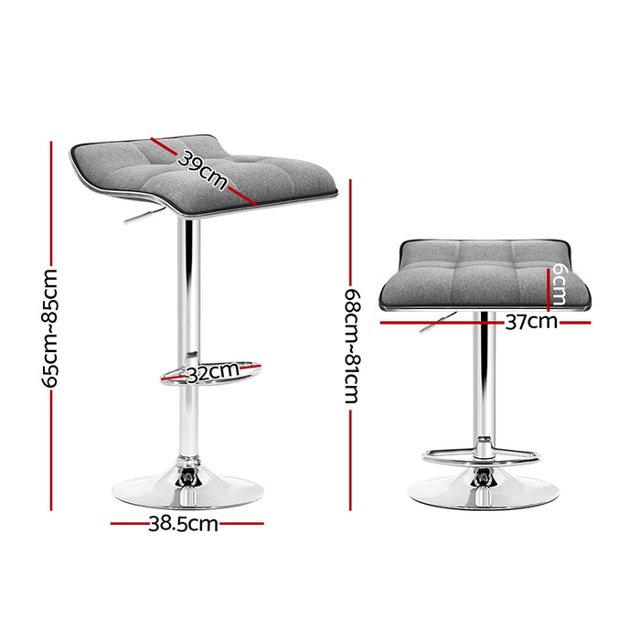 Set of 2 Pierro Premium Slim Modern Fabric 68~81cm Barstools in Grey Chrome