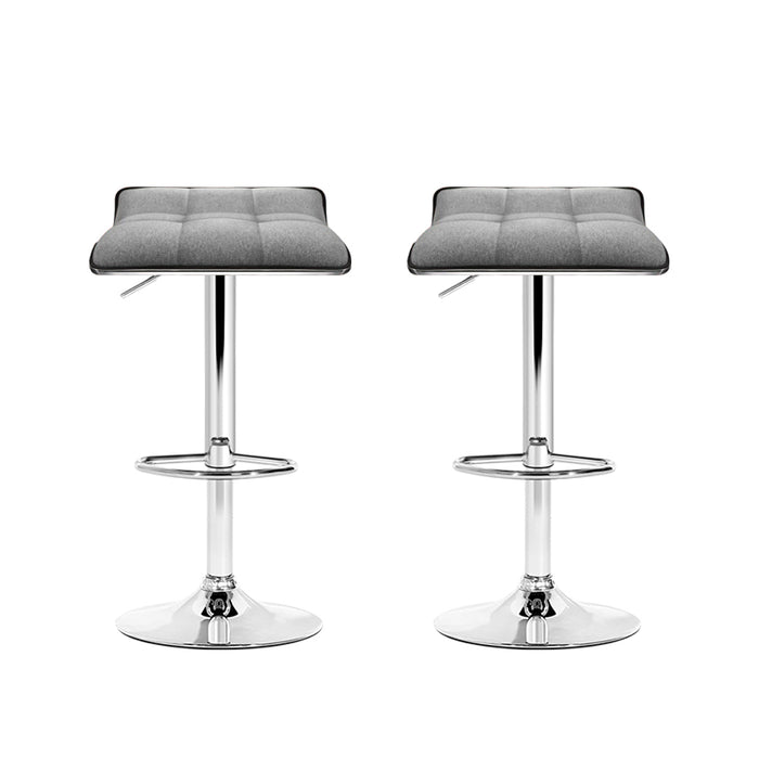 Set of 2 Pierro Premium Slim Modern Fabric 68~81cm Barstools in Grey Chrome