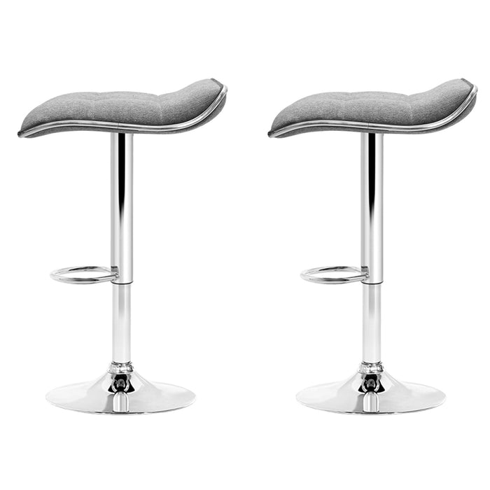 Set of 2 Pierro Premium Slim Modern Fabric 68~81cm Barstools in Grey Chrome