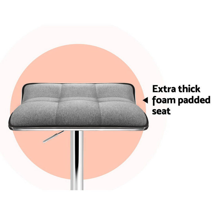 Set of 2 Pierro Premium Slim Modern Fabric 68~81cm Barstools in Grey Chrome