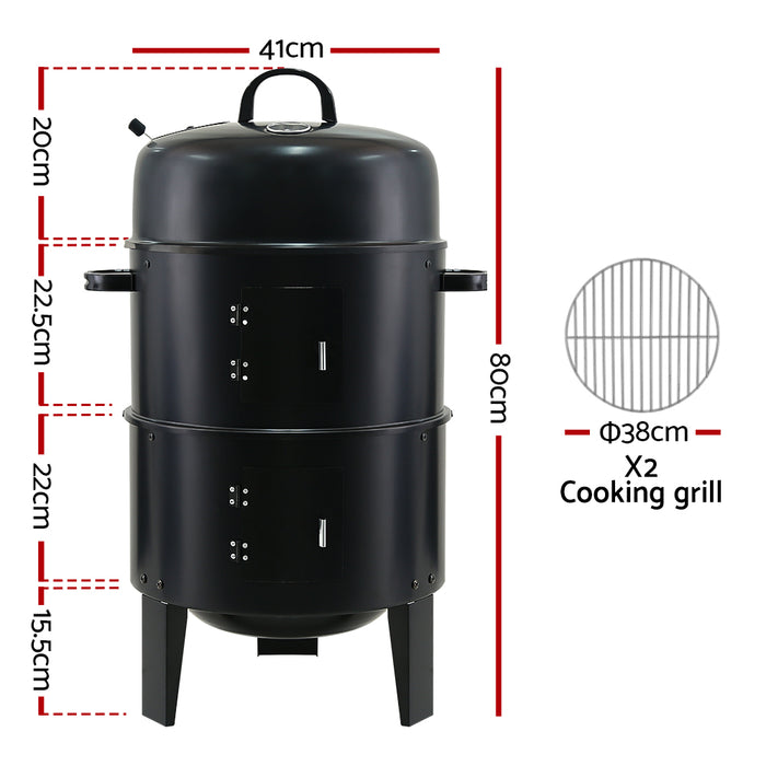 Sparkz  3-in-1 Charcoal BBQ Smoker  | 38cm Multi Purpose BBQ Girll Heater