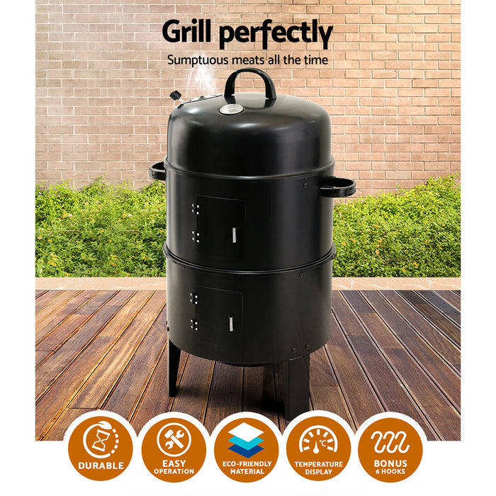 Sparkz  3-in-1 Charcoal BBQ Smoker  | 38cm Multi Purpose BBQ Girll Heater