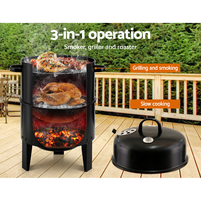 Sparkz  3-in-1 Charcoal BBQ Smoker  | 38cm Multi Purpose BBQ Girll Heater