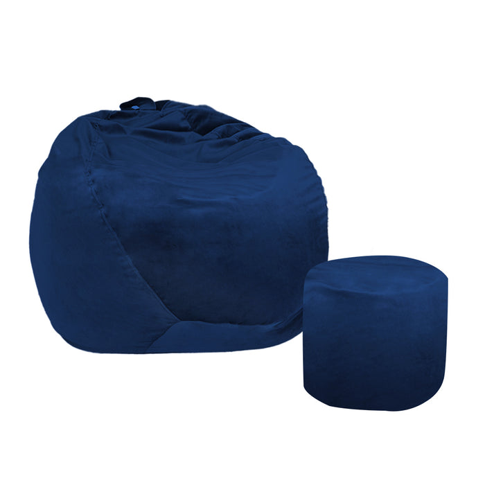 Ottoman Bean Bag Chair Cover Home Game Seat Lazy Sofa Cover Large With Foot Stool