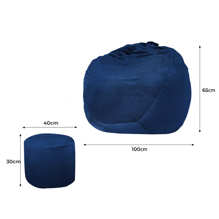 Ottoman Bean Bag Chair Cover Home Game Seat Lazy Sofa Cover Large With Foot Stool