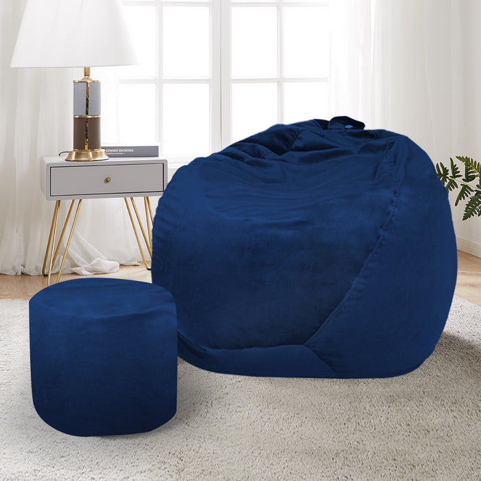 Ottoman Bean Bag Chair Cover Home Game Seat Lazy Sofa Cover Large With Foot Stool