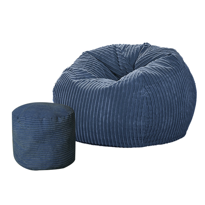 Ottoman Bean Bag Chair Cover Home Game Seat Lazy Sofa Cover Large With Foot Stool